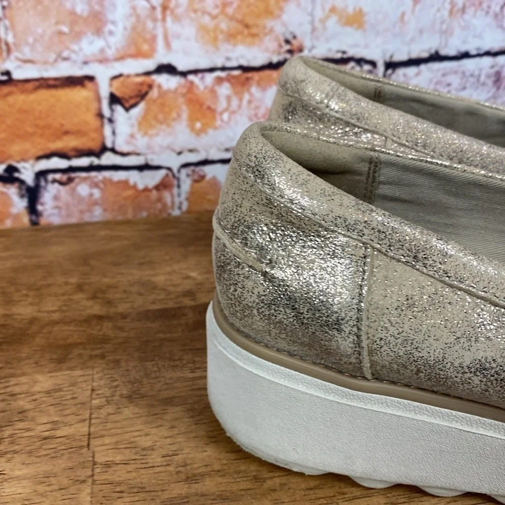 Clarks Womens Sharon Ranch Gold Metallic Platform Slip On Comfort Loafers Sz 8.5 - Picture 4 of 15